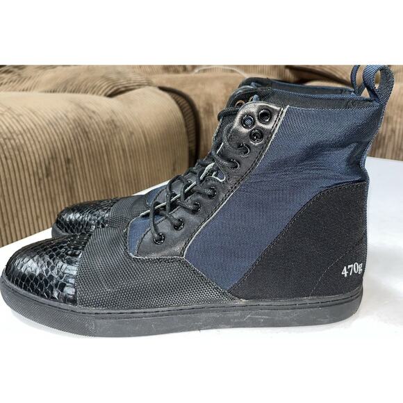 Gram Men’s Triple Textured High Top Sneaker Worn 1X Navy/Black Size 9.5 (43) - Picture 2 of 11